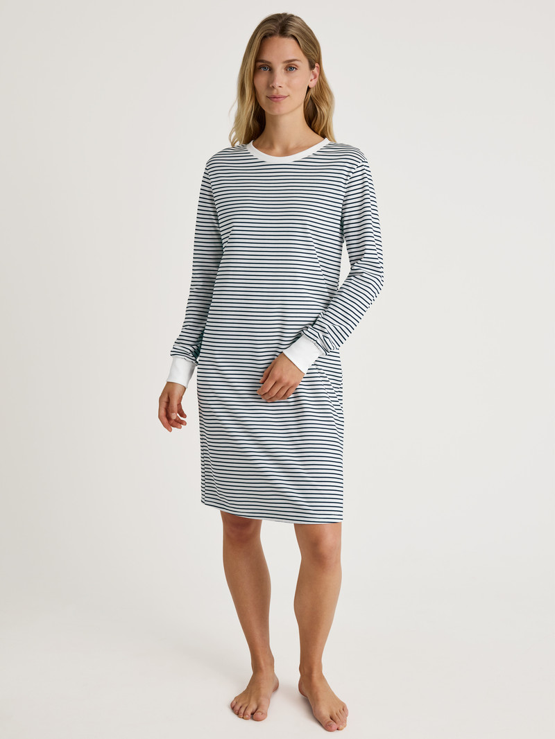 Vêtement De Nuit Calida Special Long-sleeved Nightdress, Length 100 Cm Bleu Femme | OMP-5353726