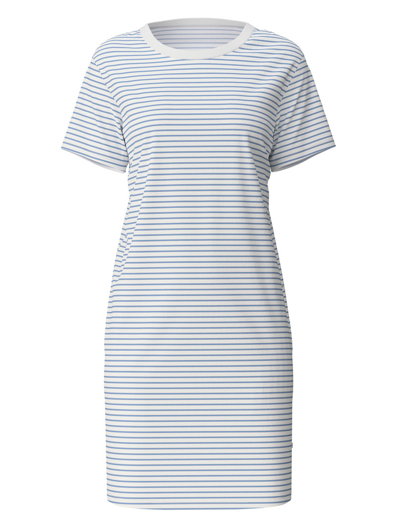 Vêtement De Nuit Calida Cotton Stripes Nightdress, Length 95 Cm Endless Sky Femme | KMS-3714247