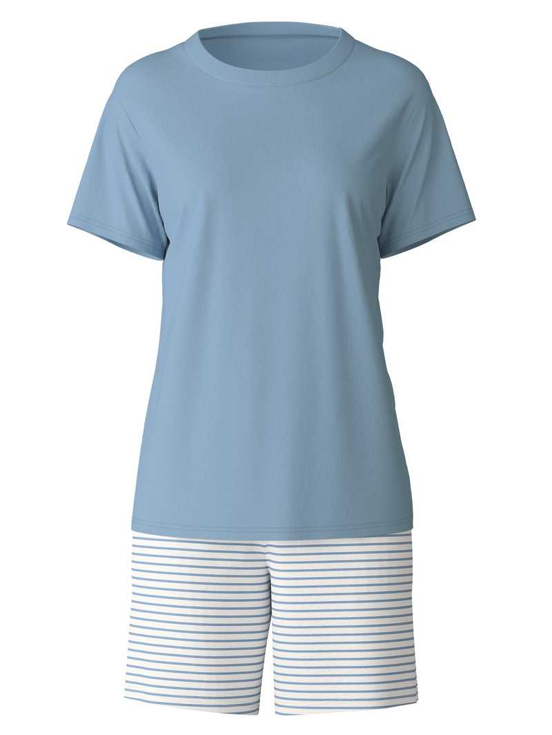 Vêtement De Nuit Calida Cotton Stripes Short Pyjama Endless Sky Femme | BWK-9985168