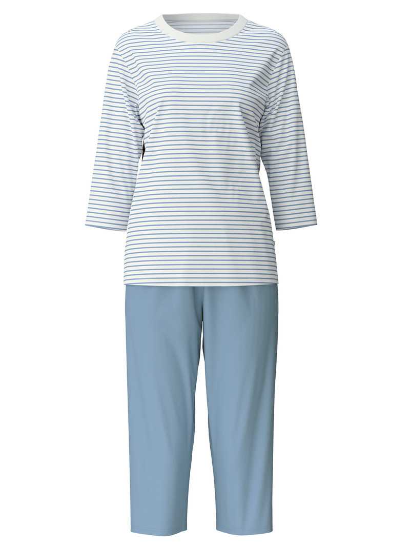 Vêtement De Nuit Calida Cotton Stripes 3/4 Pyjama Endless Sky Femme | NDM-2856713