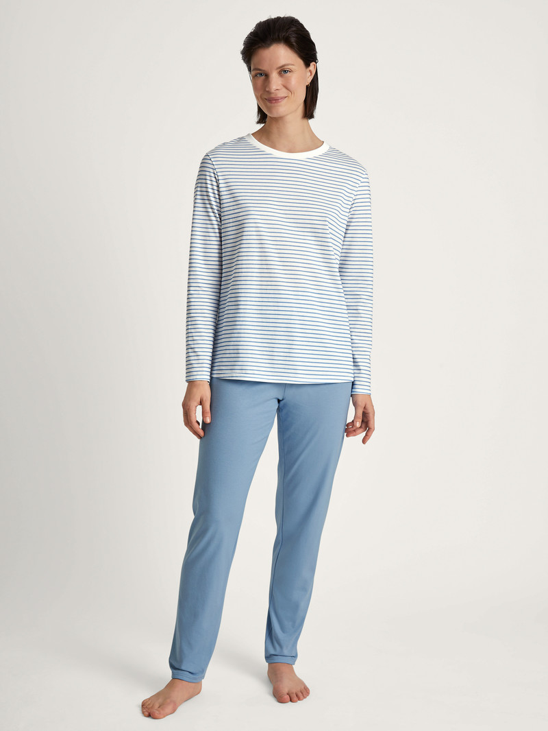 Vêtement De Nuit Calida Cotton Stripes Pyjama Endless Sky Femme | NOJ-2835073