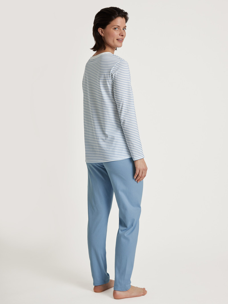 Vêtement De Nuit Calida Cotton Stripes Pyjama Endless Sky Femme | NOJ-2835073