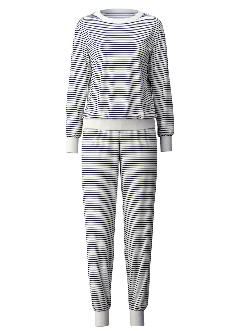 Vêtement De Nuit Calida Special Pyjama With Cuff Bleu Femme | OQL-8470775