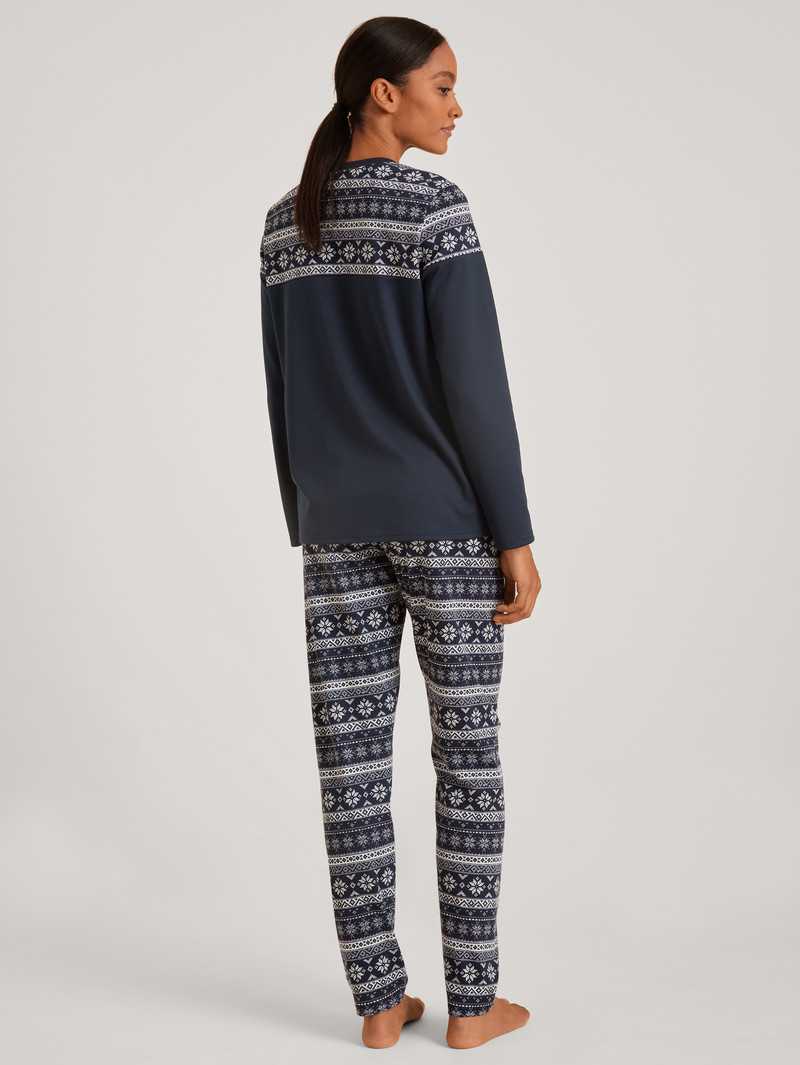 Vêtement De Nuit Calida Family & Friends Pyjama Noir Bleu Femme | SYL-8728664