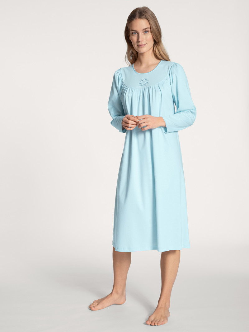 Vêtement De Nuit Calida Soft Cotton Nightdress, Length 110 Cm Hellblau Femme | UVD-1153065