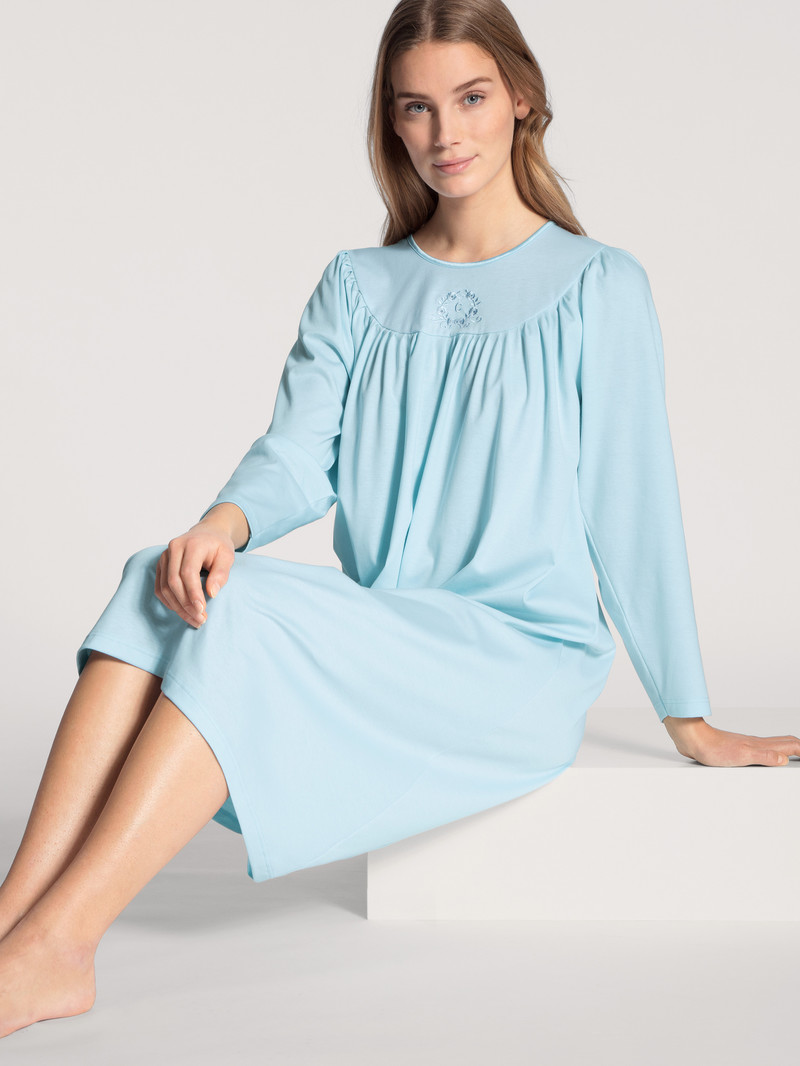 Vêtement De Nuit Calida Soft Cotton Nightdress, Length 110 Cm Hellblau Femme | UVD-1153065