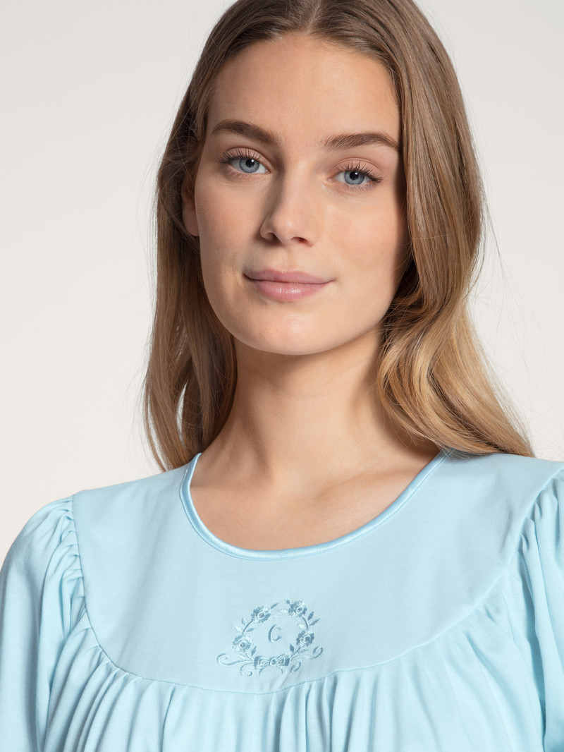 Vêtement De Nuit Calida Soft Cotton Nightdress, Length 110 Cm Hellblau Femme | UVD-1153065