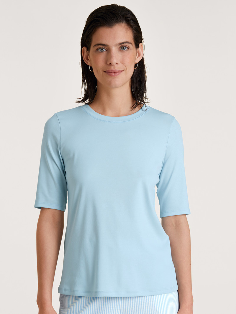 Vêtement De Nuit Calida Amalfi Journey Shirt Short Sleeve Bleu Femme | CIM-2258526