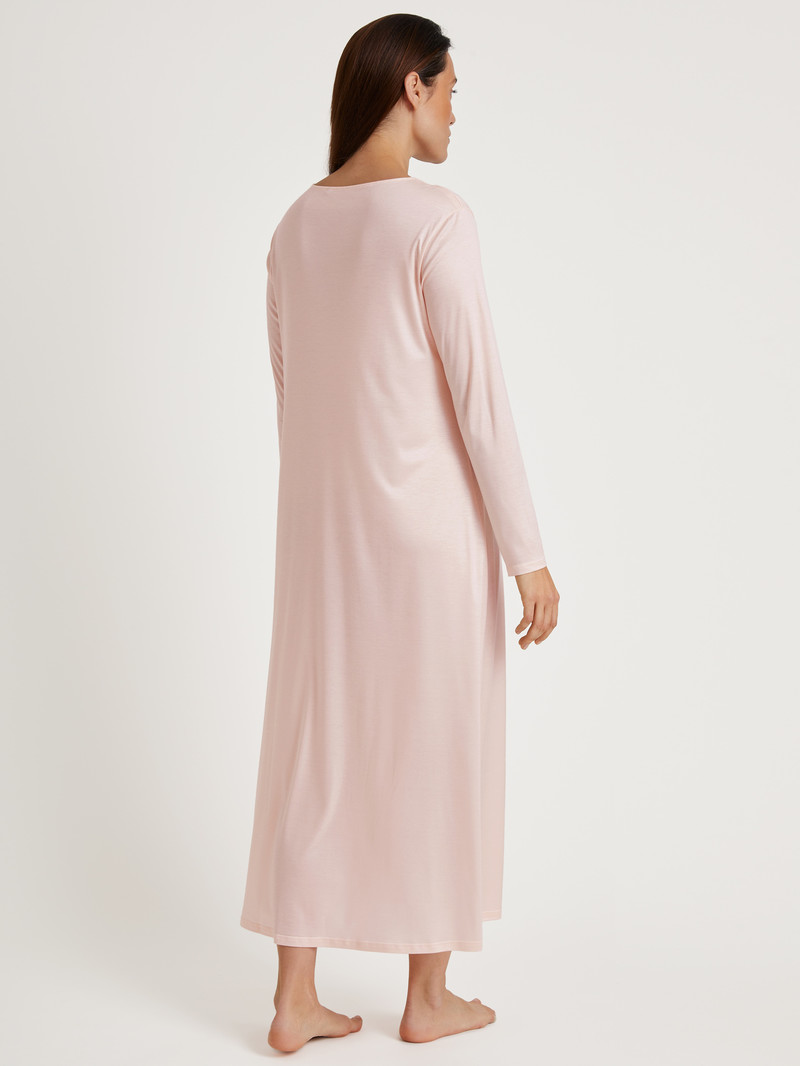 Vêtement De Nuit Calida Lace Nights Long-sleeved Nightdress, Length 125 Cm Rose Femme | NWI-3618761