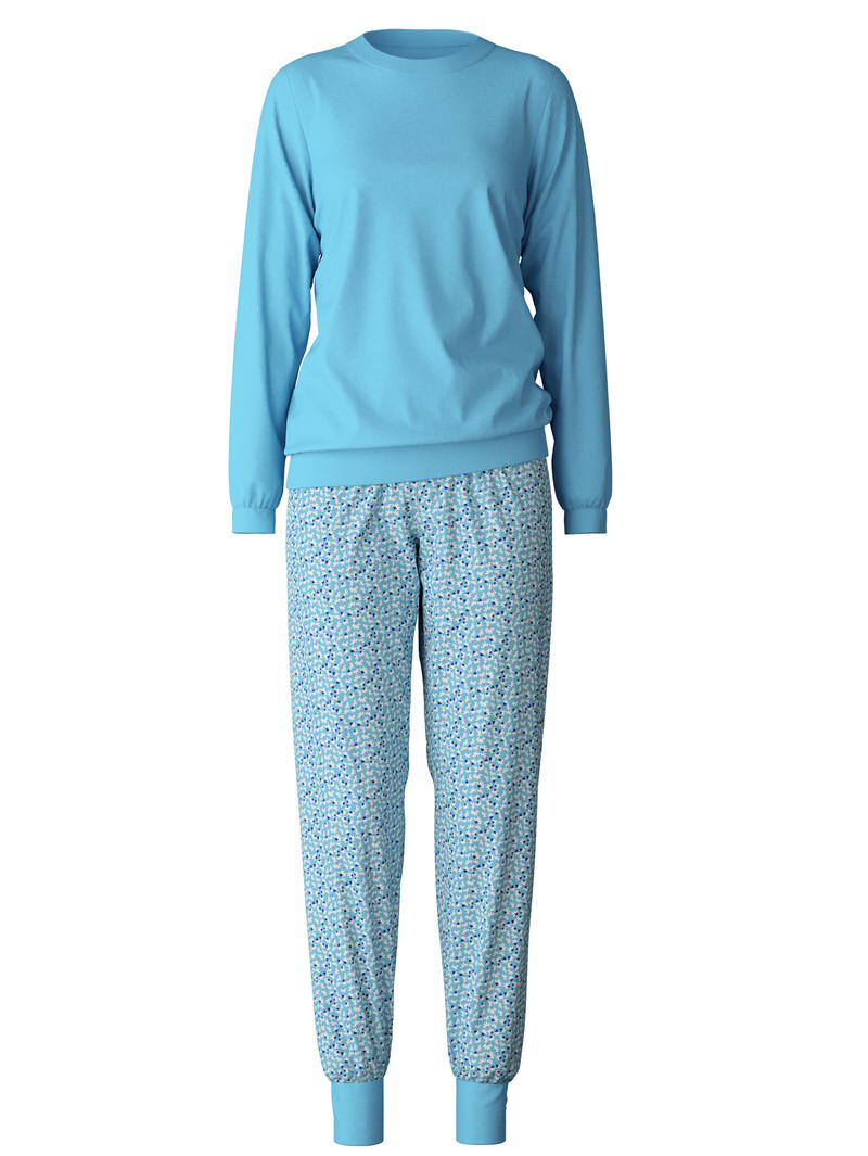 Vêtement De Nuit Calida Special Pyjama With Cuff Bleu Femme | NVZ-2985047