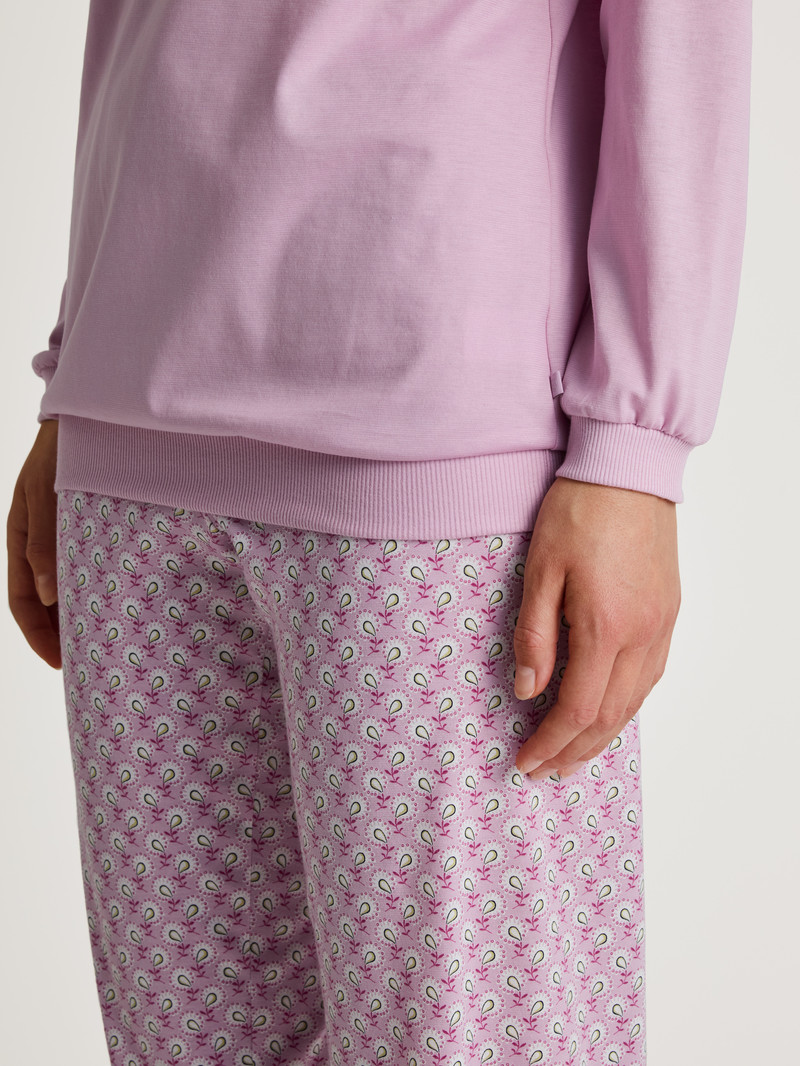 Vêtement De Nuit Calida Special Pyjama With Cuff New Fragrant Lilac Femme | RLW-9602641