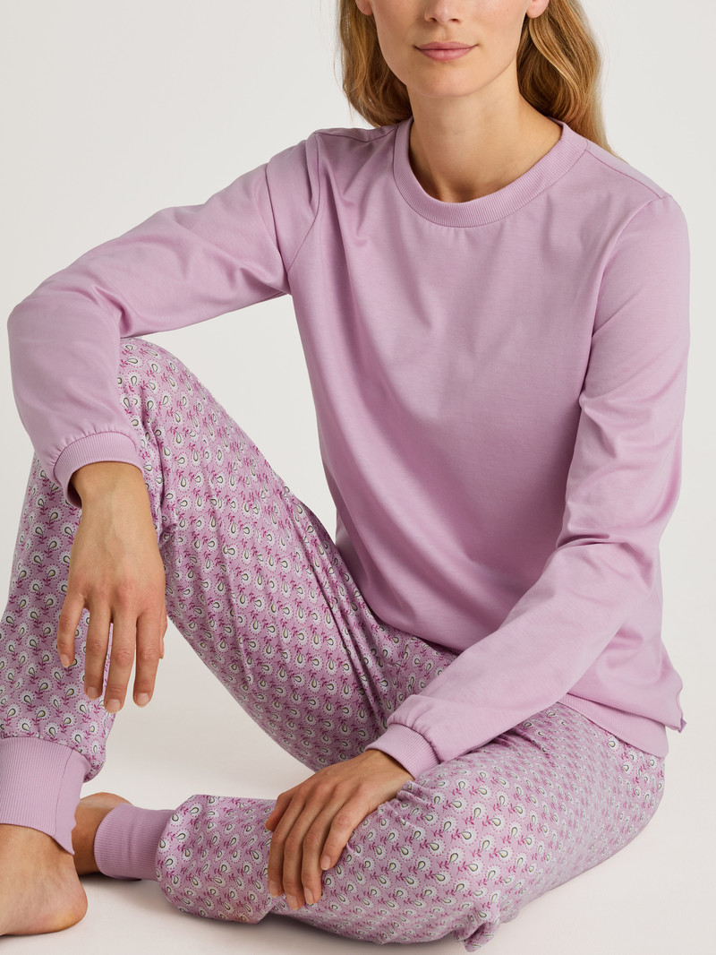 Vêtement De Nuit Calida Special Pyjama With Cuff New Fragrant Lilac Femme | RLW-9602641