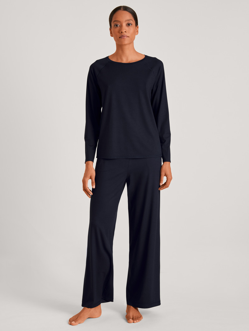 Vêtement De Nuit Calida Dsw Balancing Shirt Long-sleeve Noir Bleu Femme | XXY-5141789