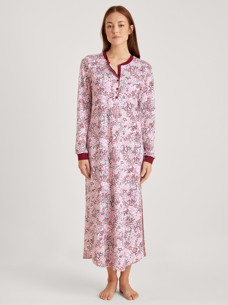 Vêtement De Nuit Calida Midnight Flowers Long-sleeved Nightdress Rouge Femme | PCV-8340108