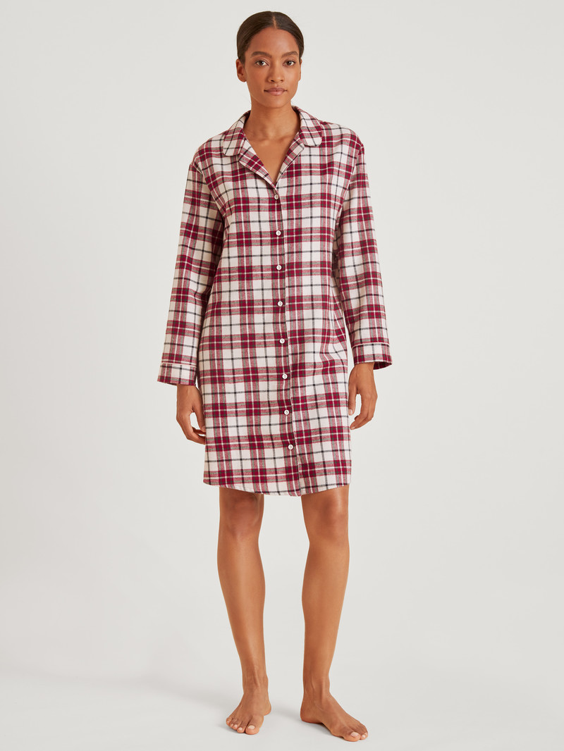 Vêtement De Nuit Calida Holiday Dreams Flannel Nightdress, Length 95 Cm Rouge Femme | GUV-2905084