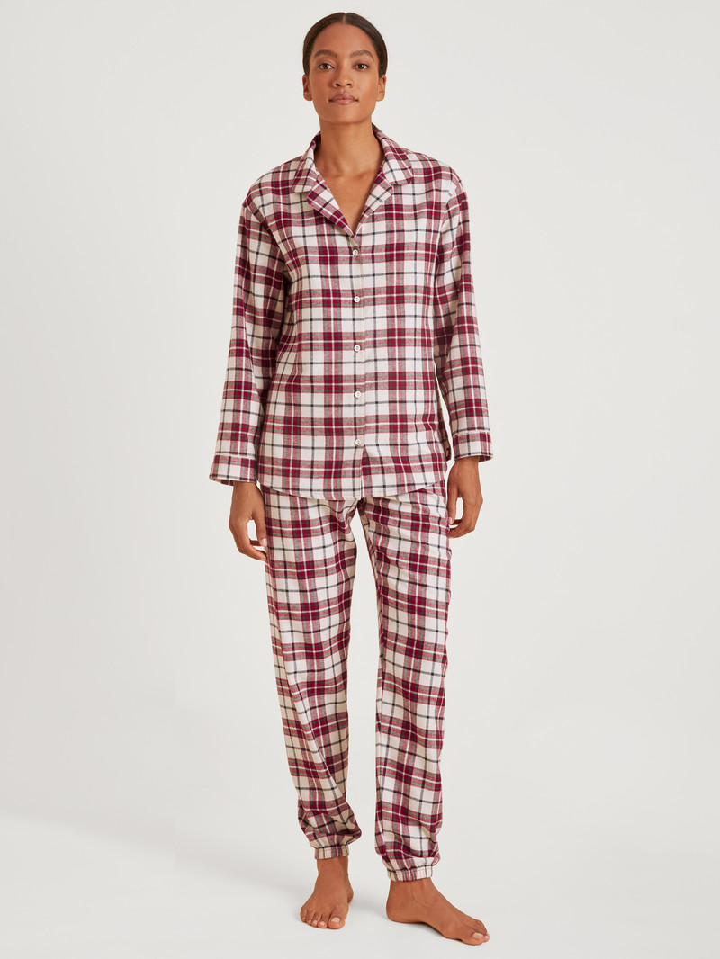 Vêtement De Nuit Calida Holiday Dreams Flannel Pyjamas, Buttoned Rouge Femme | OVQ-9879329