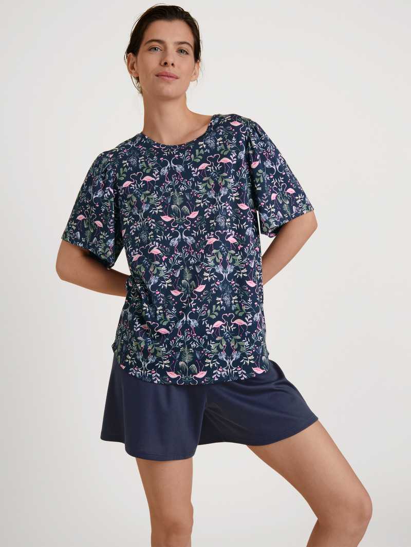 Vêtement De Nuit Calida Flamingo Dreams Short Pyjama Bleu Foncé Femme | ZPV-8224179