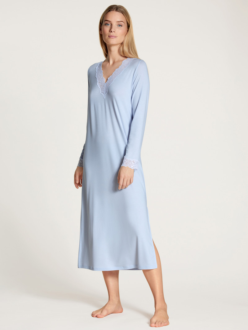 Vêtement De Nuit Calida Elegant Dreams Long-sleeved Nightdress Bleu Femme | FBB-8008938