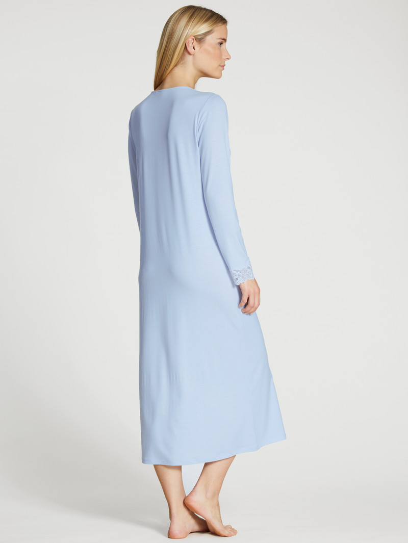 Vêtement De Nuit Calida Elegant Dreams Long-sleeved Nightdress Bleu Femme | FBB-8008938