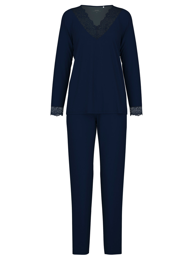 Vêtement De Nuit Calida Elegant Dreams Pyjama Noir Bleu Femme | NOZ-9523104