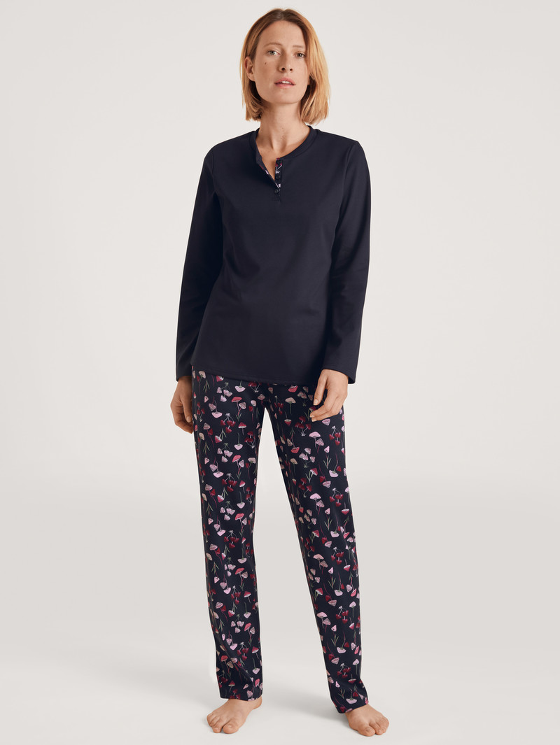 Vêtement De Nuit Calida Midnight Mushrooms Pyjama Noir Bleu Femme | OCJ-5909512