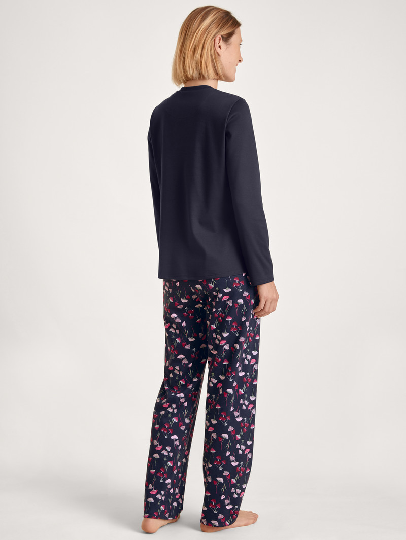 Vêtement De Nuit Calida Midnight Mushrooms Pyjama Noir Bleu Femme | OCJ-5909512