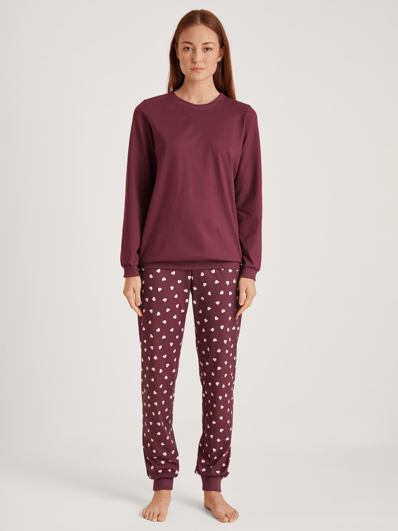 Vêtement De Nuit Calida Lovely Nights Pyjama With Cuff Rouge Femme | JFO-9423737