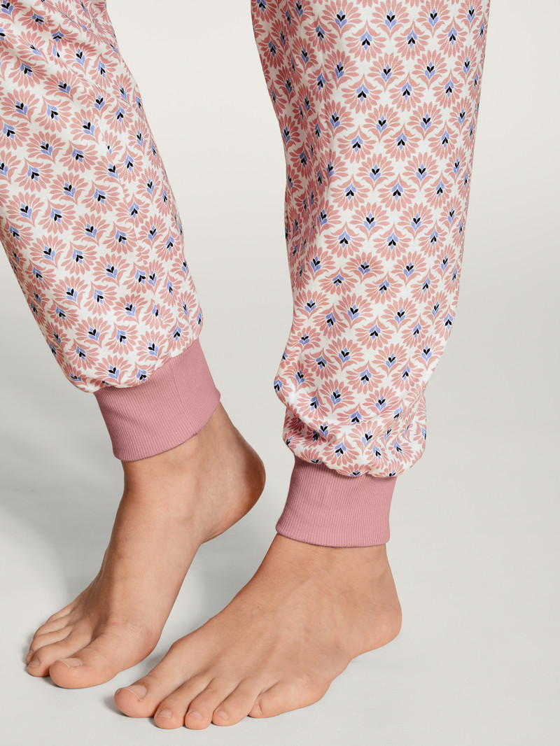 Vêtement De Nuit Calida Lovely Nights Pyjama With Cuff Rose Femme | JWI-7691755