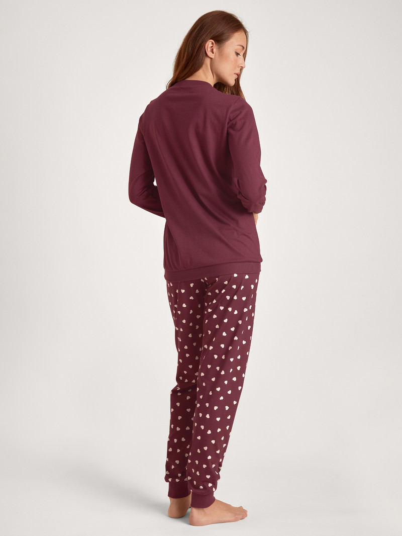 Vêtement De Nuit Calida Lovely Nights Pyjama With Cuff Rouge Femme | JFO-9423737