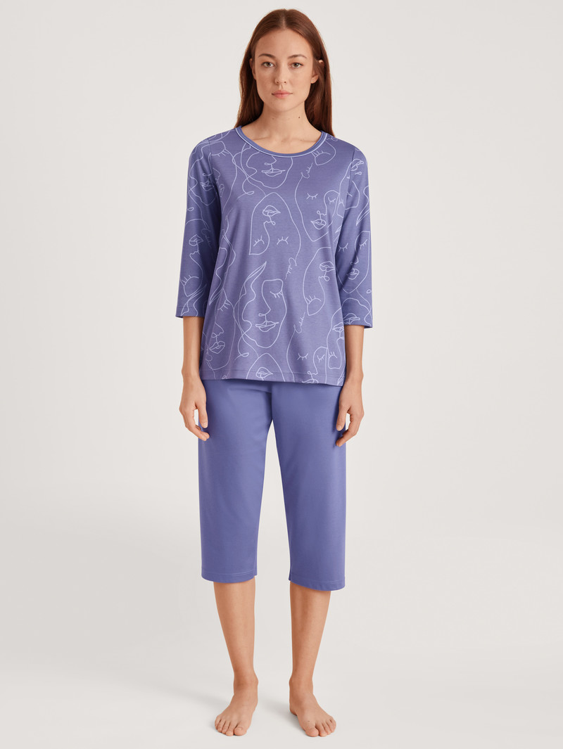 Vêtement De Nuit Calida Night Lovers 3/4 Pyjama Violette Femme | TZD-9075692