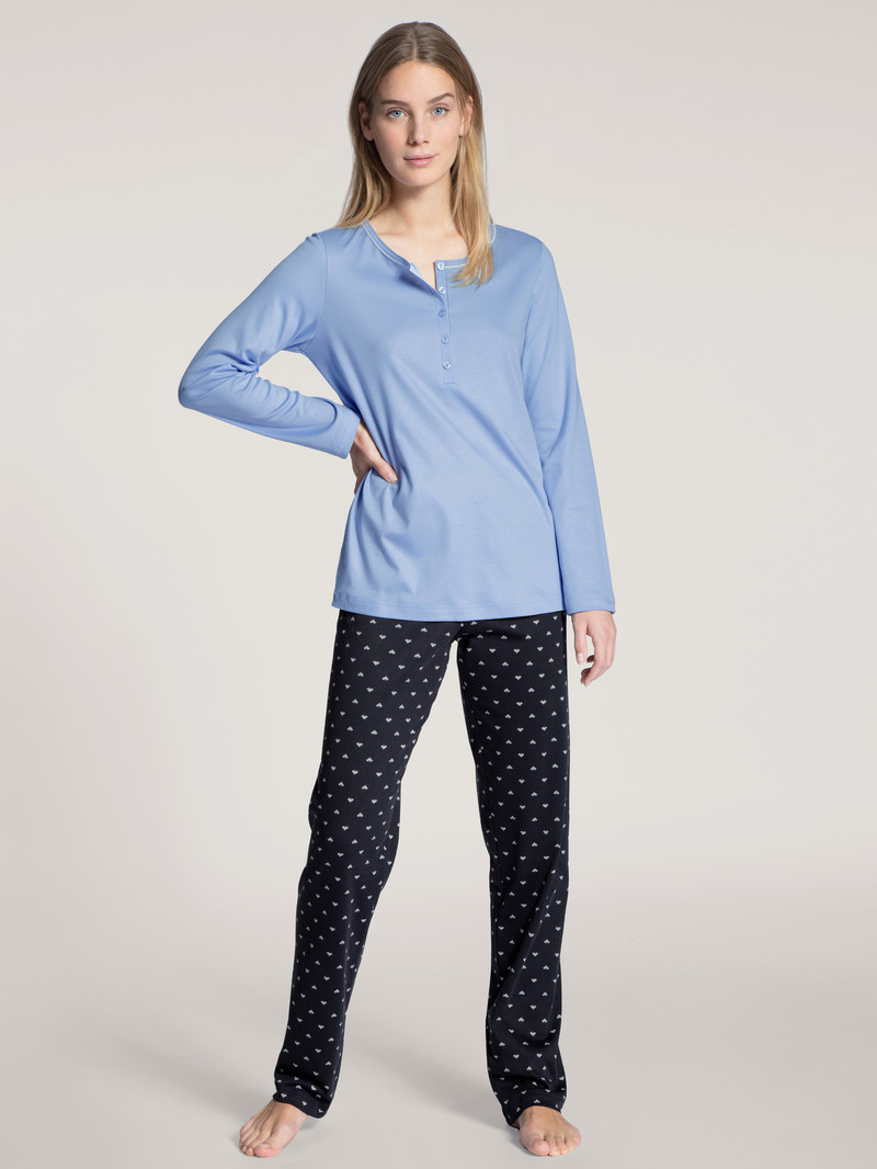 Vêtement De Nuit Calida Night Lovers Pyjama Noir Bleu Femme | JPT-3496131