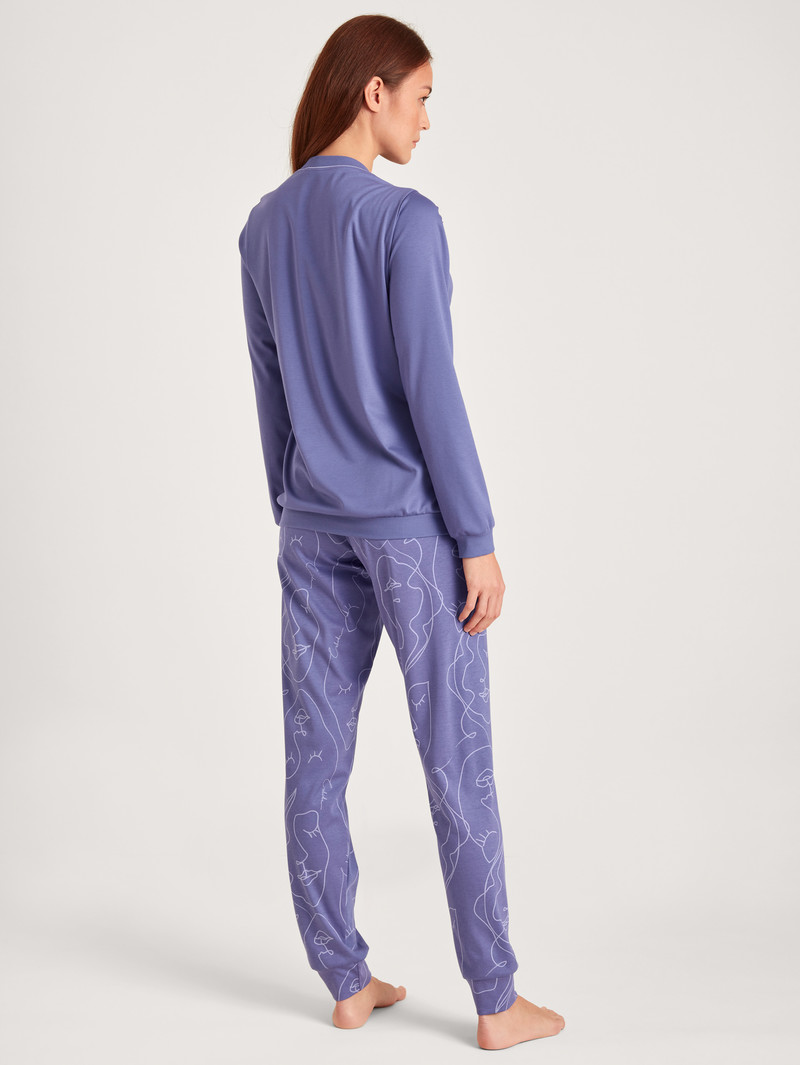 Vêtement De Nuit Calida Night Lovers Pyjama With Cuff Violette Femme | RKS-9089716