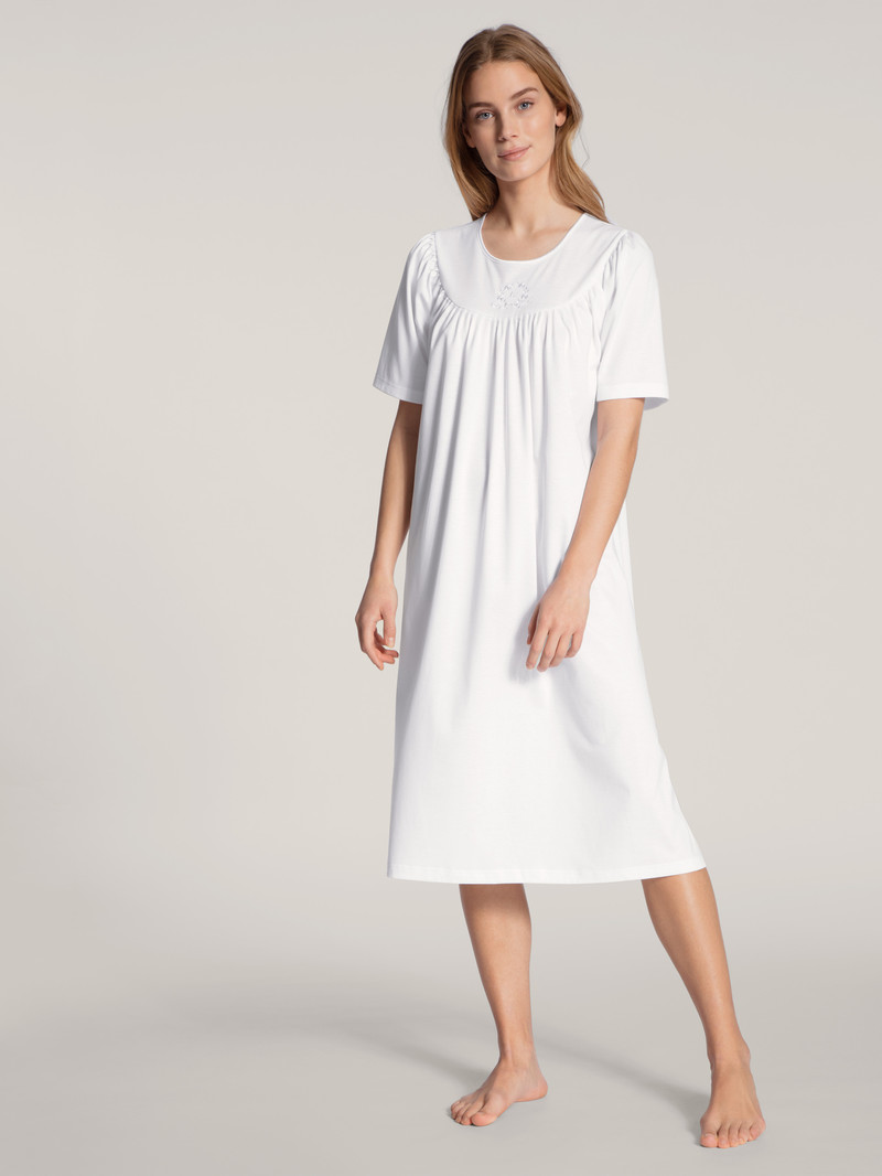 Vêtement De Nuit Calida Soft Cotton Nightdress, Length 110cm Blanche Femme | NHD-9482741