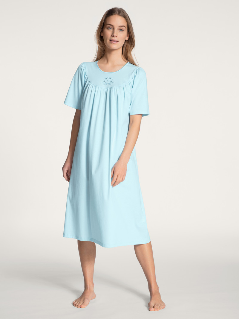 Vêtement De Nuit Calida Soft Cotton Nightdress, Length 110cm Hellblau Femme | NNB-4931457