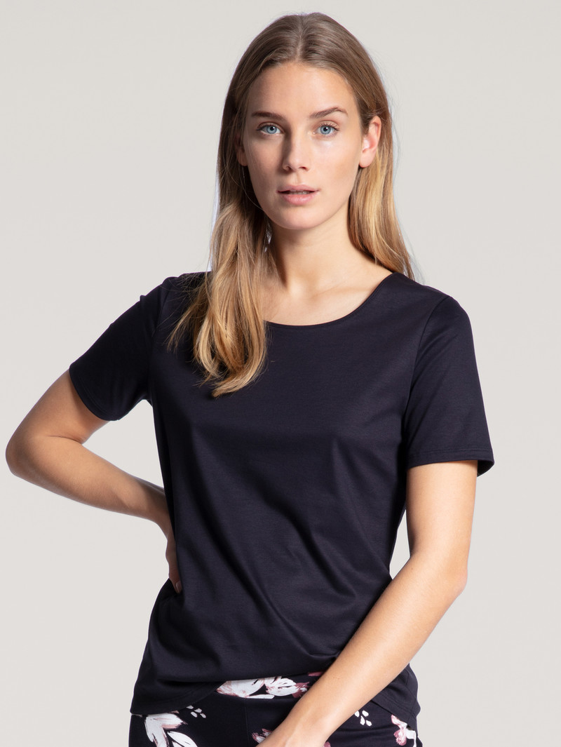 Vêtement De Nuit Calida Favourites Dreams Shirt Short Sleeve Noir Bleu Femme | QYA-1168493