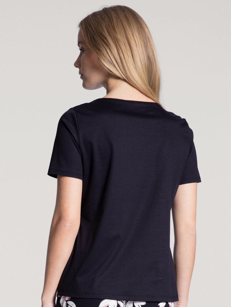 Vêtement De Nuit Calida Favourites Dreams Shirt Short Sleeve Noir Bleu Femme | QYA-1168493