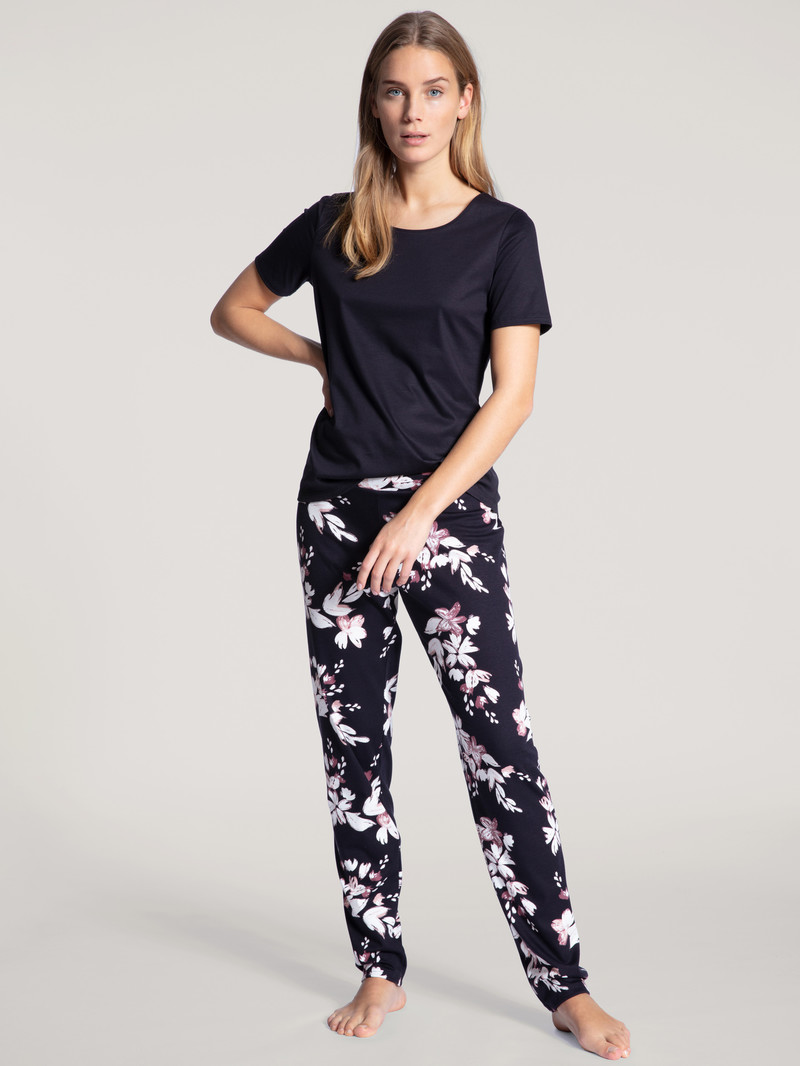 Vêtement De Nuit Calida Favourites Dreams Shirt Short Sleeve Noir Bleu Femme | QYA-1168493