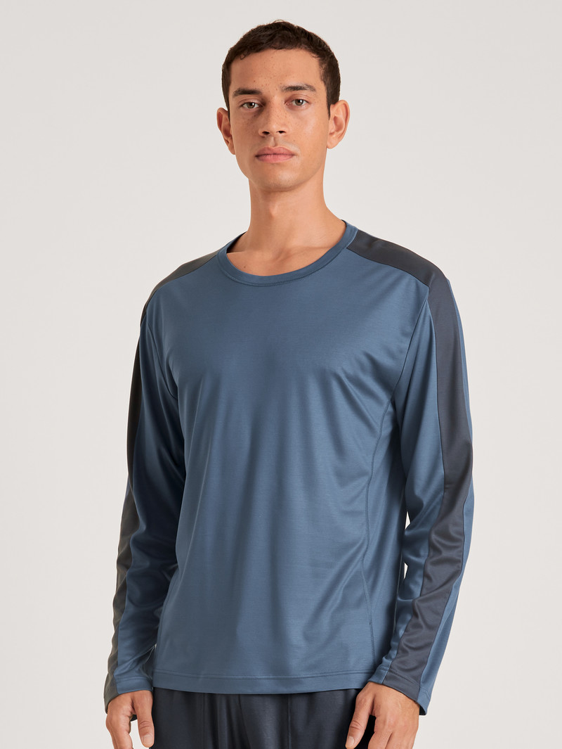 Deepsleepwear Calida Dsw Cooling Shirt Long-sleeve Indigo Homme | AXO-9912833