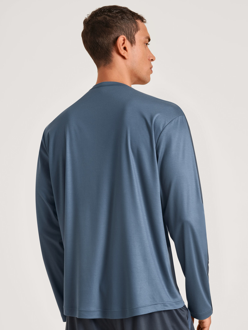 Deepsleepwear Calida Dsw Cooling Shirt Long-sleeve Indigo Homme | AXO-9912833