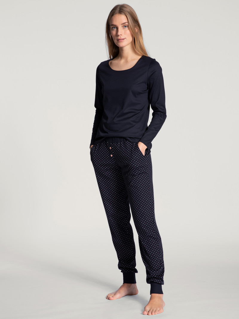 Vêtement De Nuit Calida Favourites Dreams Pants With Cuff Noir Bleu Femme | ZVW-5487237