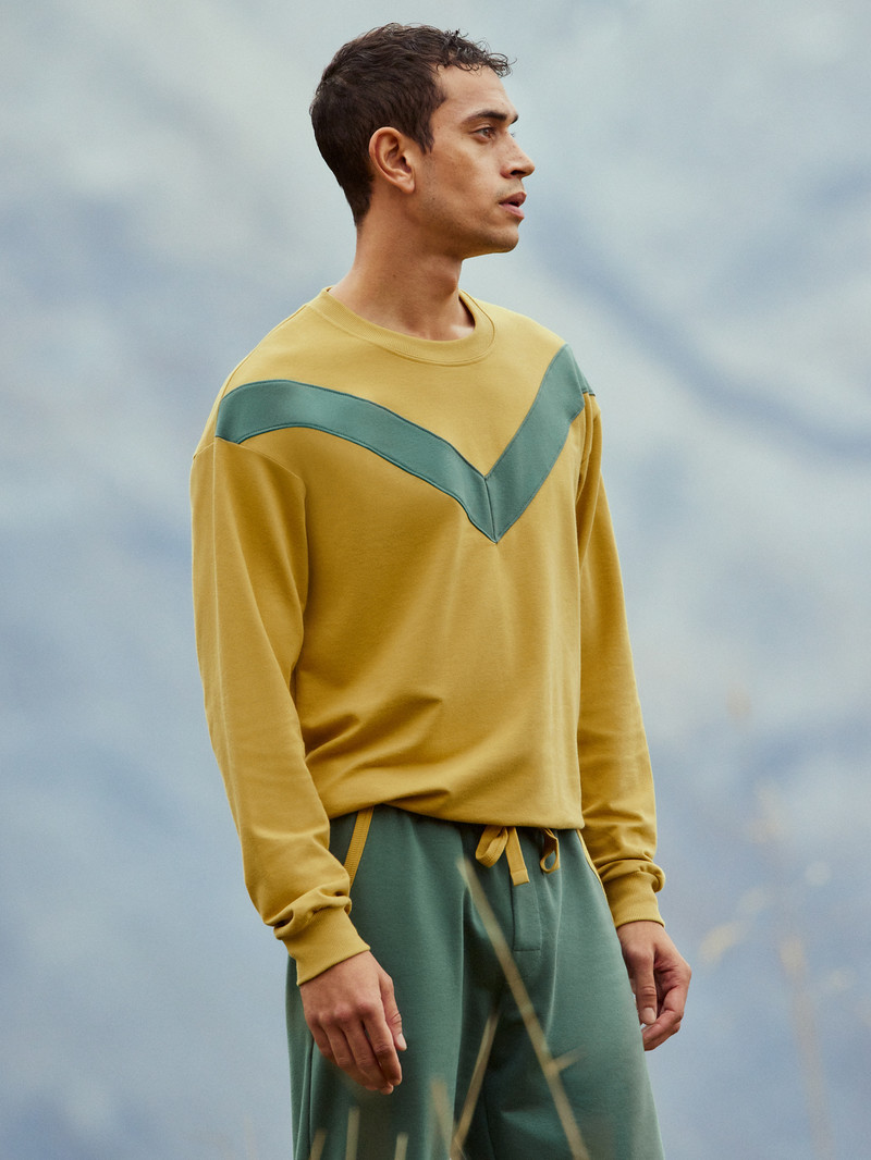 Loungewear Calida 100% Nature Refresh Sweatshirt, Cradle To Cradle Certified Jaune Homme | DKX-4477732