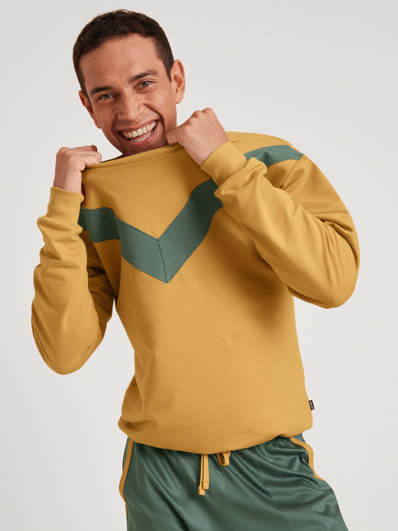 Loungewear Calida 100% Nature Refresh Sweatshirt, Cradle To Cradle Certified Jaune Homme | DKX-4477732