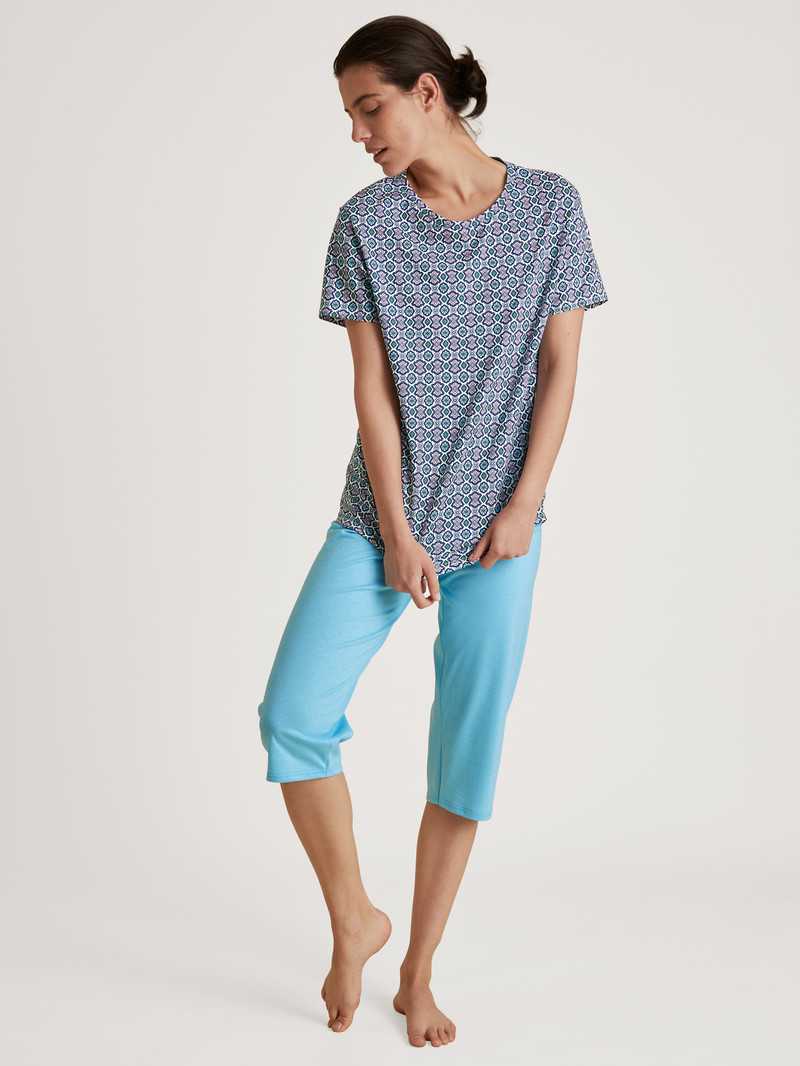 Vêtement De Nuit Calida Spring Nights 3/4 Pyjamas Bleu Femme | DMG-5624279