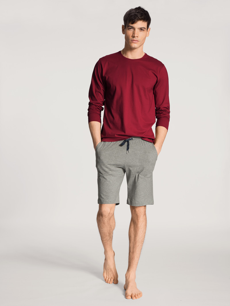 Loungewear Calida Remix Basic Sleep Shirt Long Sleeve Rouge Homme | FIV-4849253