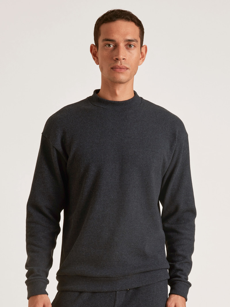 Loungewear Calida Rmx Lounge Time Off Sweatshirt Anthrazit Melé Homme | UTJ-3392682