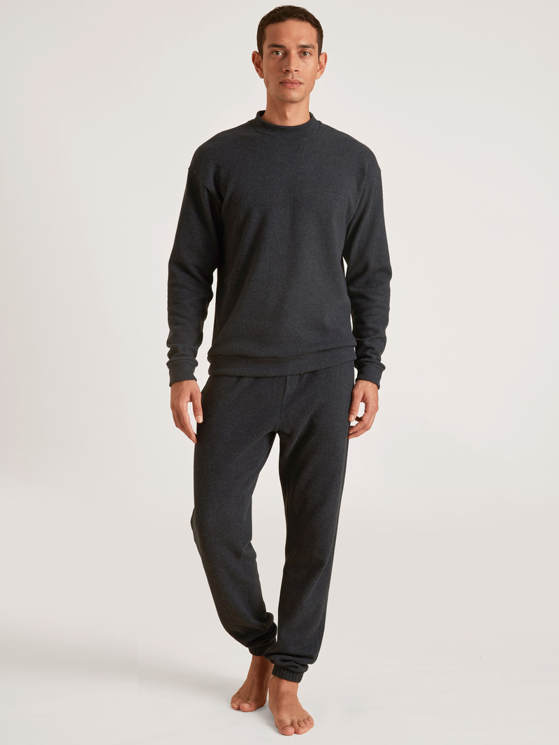 Loungewear Calida Rmx Lounge Time Off Sweatshirt Anthrazit Melé Homme | UTJ-3392682