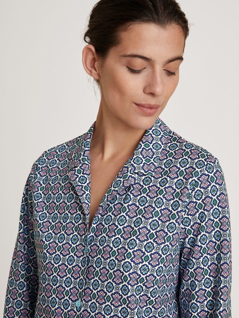 Vêtement De Nuit Calida Spring Nights Pyjamas, Buttoned Through Bleu Femme | EXZ-1323904