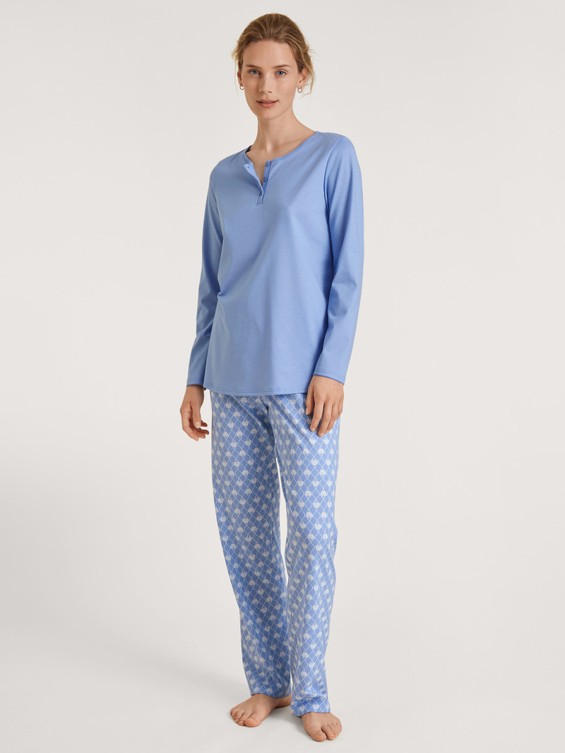 Vêtement De Nuit Calida Shell Nights Pyjama Bleu Femme | VAC-9134783