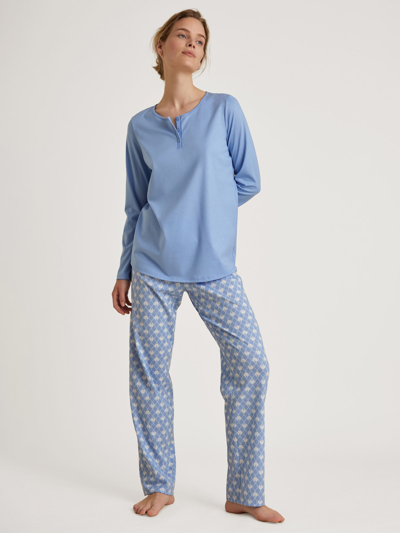 Vêtement De Nuit Calida Shell Nights Pyjama Bleu Femme | VAC-9134783