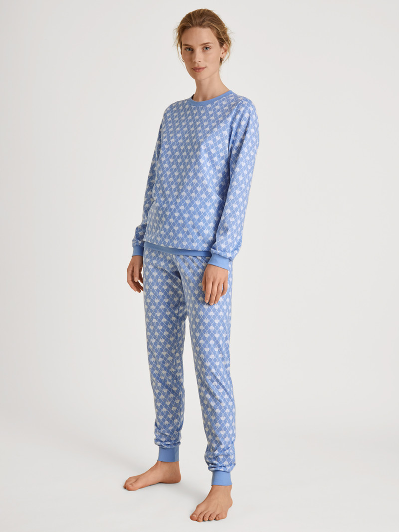 Vêtement De Nuit Calida Shell Nights Cuffed Pyjamas Bleu Femme | WIA-5123902